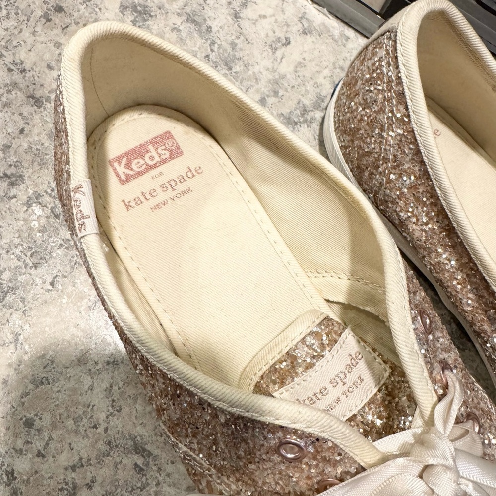 Keds X Kate Spade New York Champion Glitter Sneakers Size 9 Bridal Wedding Shoes - Picture 7 of 9